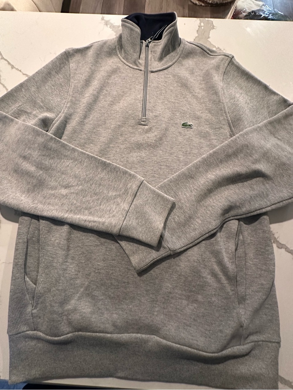 Lacoste Light Gray Men's Half-Zip Pullover Sweater